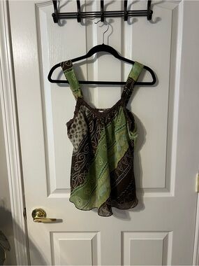Vintage Y2K Apt. 9 Green and Brown Tank Top